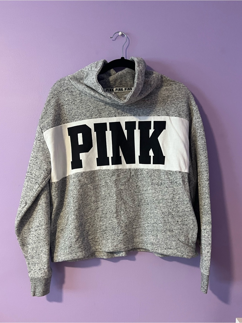 PINK Victoria’s Secret Cowl Neck Gray Hoodie
